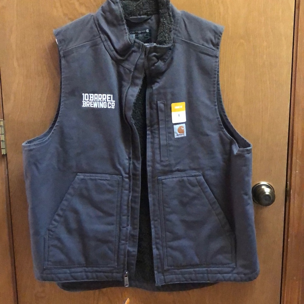 NWT Carhartt loose fit gray work vest Sherpa lined